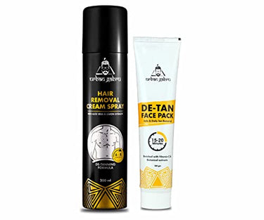 Urbangabru Hair Removal Cream Spray (200 ML) + De-Tan Face Pack (100 Gram) - Body & Face Care Combo Kit